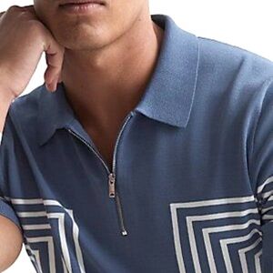 Reiss Blue Polo Shirt with White Accents